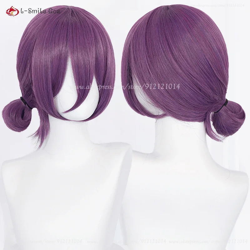 Reze Anime Cosplay Wig 45cm Purple Heat Resistant Synthetic Hair Costume