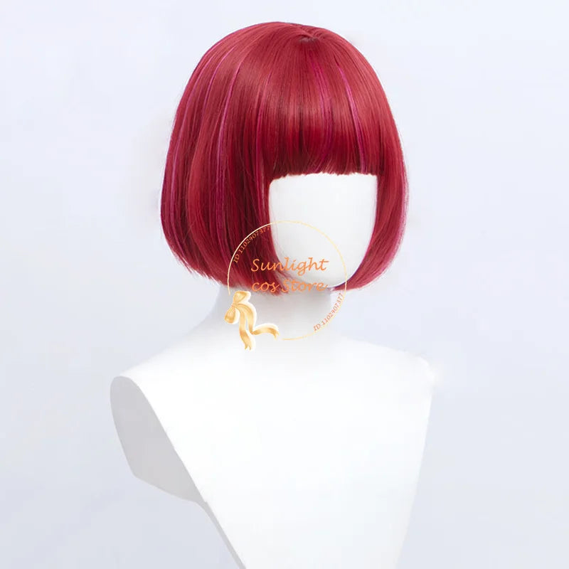 30cm Arima Kana Cosplay Wig - Red Pink Bobo Style - Heat Resistant Synthetic Hair