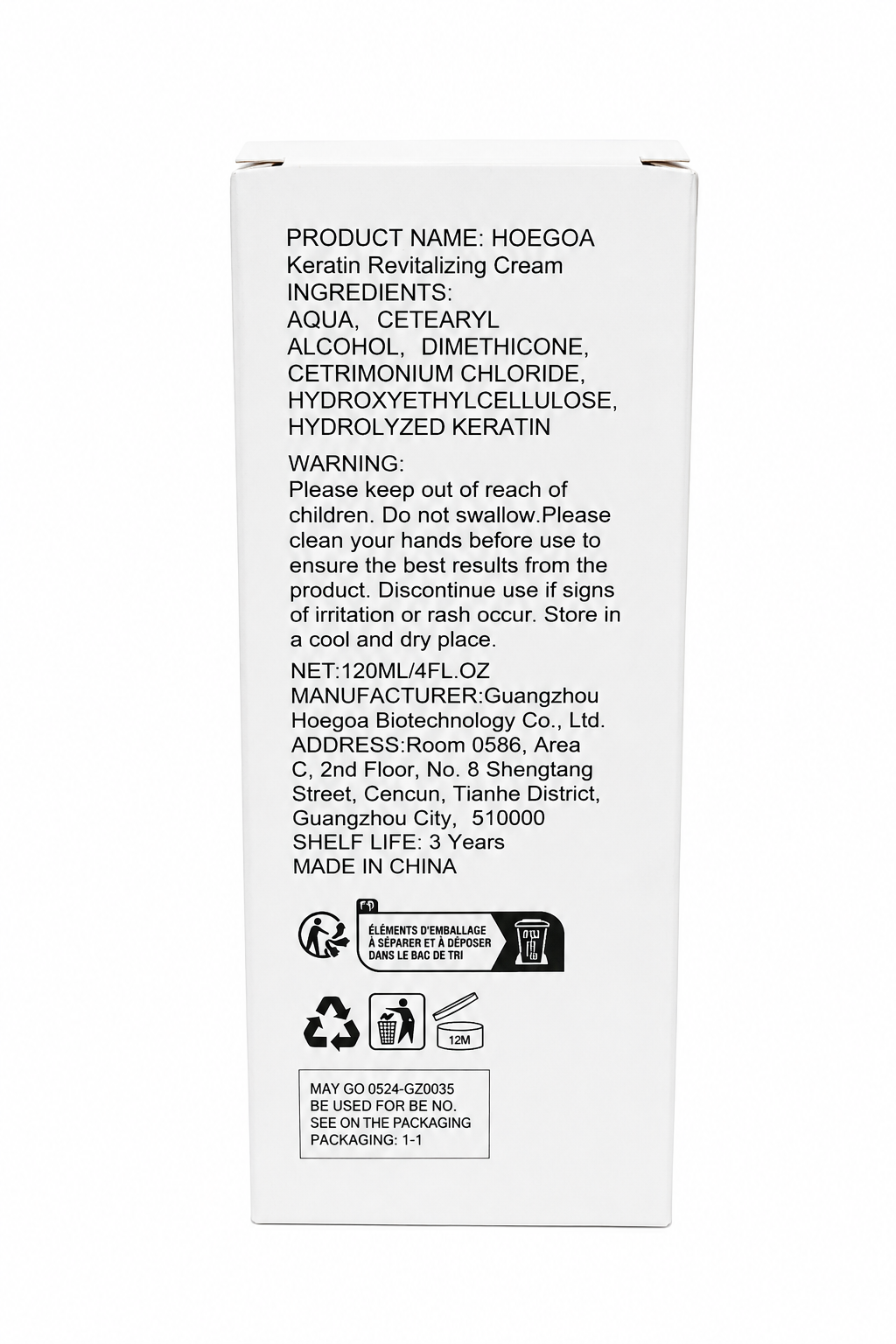 Hoegoa Keratin Anti Breakage Hair Repair Treatment for Damaged Brittle Hair 120ml