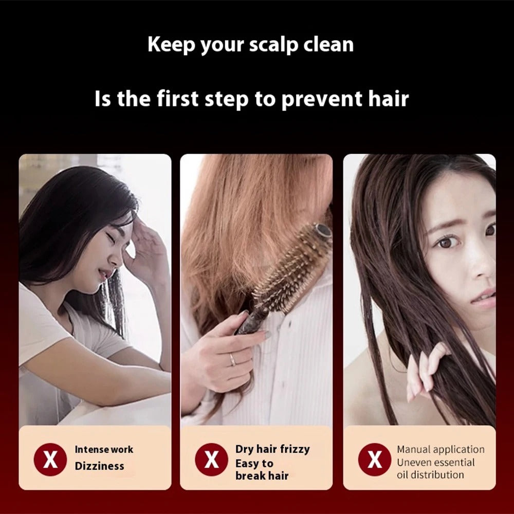 Red Light Scalp Massager Hair Growth Brush Electric Vibration Oil Applicator
