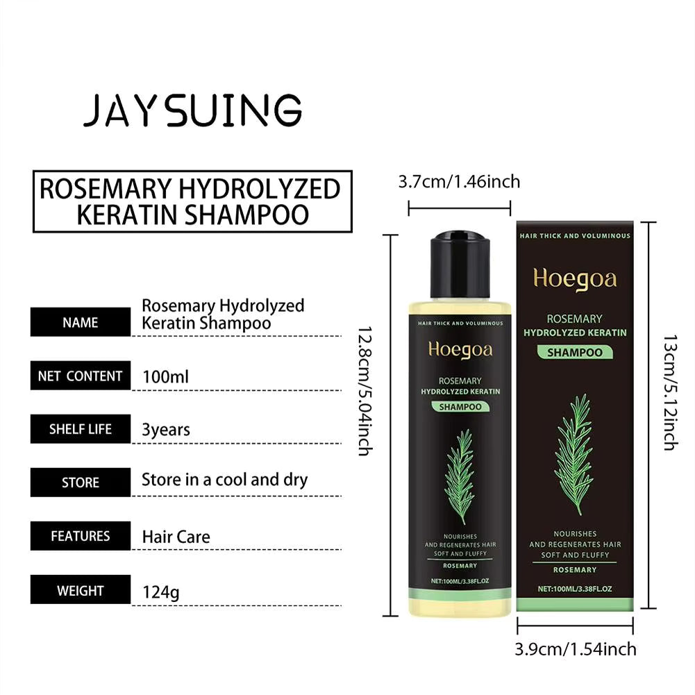HOEGOA Rosemary Hydrolyzed Keratin Shampoo Scalp Care Dandruff Cleanse Moisturizing Hair Care 100ml