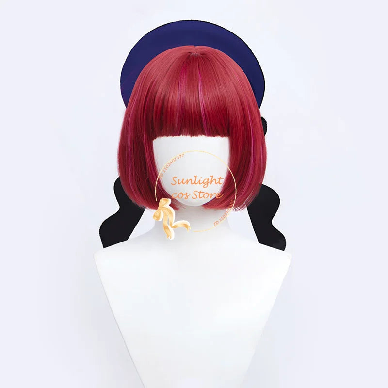 30cm Arima Kana Cosplay Wig - Red Pink Bobo Style - Heat Resistant Synthetic Hair