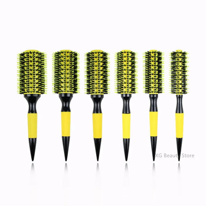 6pcs Yellow Boar Bristle Wooden Hair Comb Set for Salon Styling