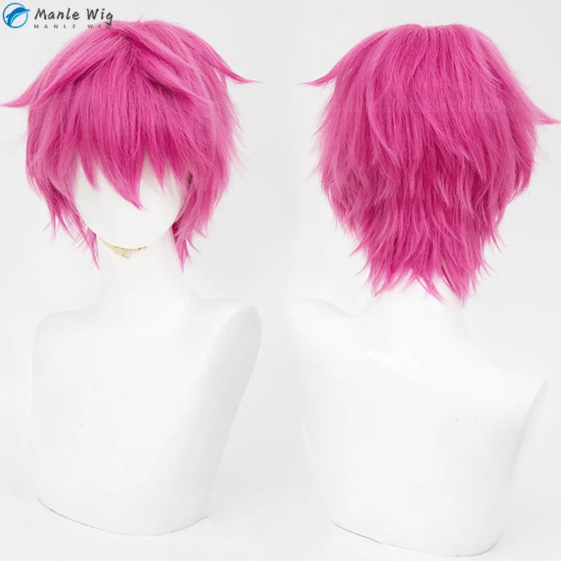 Manle Cos Heat Resistant Pink Anime Cosplay Wig - Short 30cm Hair