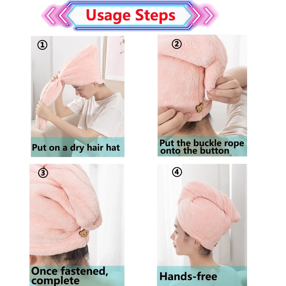 Microfiber Hair Towel - Quick-Dry &amp; Ultra Absorbent Hair Drying Wrap