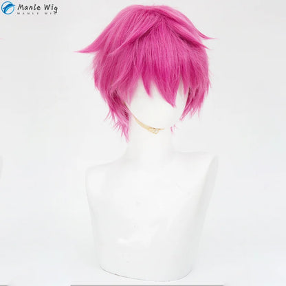 Manle Cos Heat Resistant Pink Anime Cosplay Wig - Short 30cm Hair