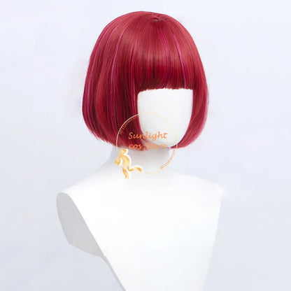 30cm Arima Kana Cosplay Wig - Red Pink Bobo Style - Heat Resistant Synthetic Hair