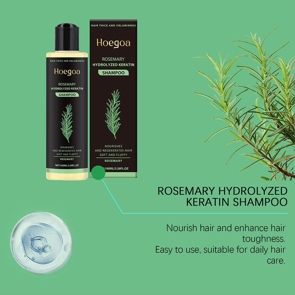 HOEGOA Rosemary Hydrolyzed Keratin Shampoo Scalp Care Dandruff Cleanse Moisturizing Hair Care 100ml