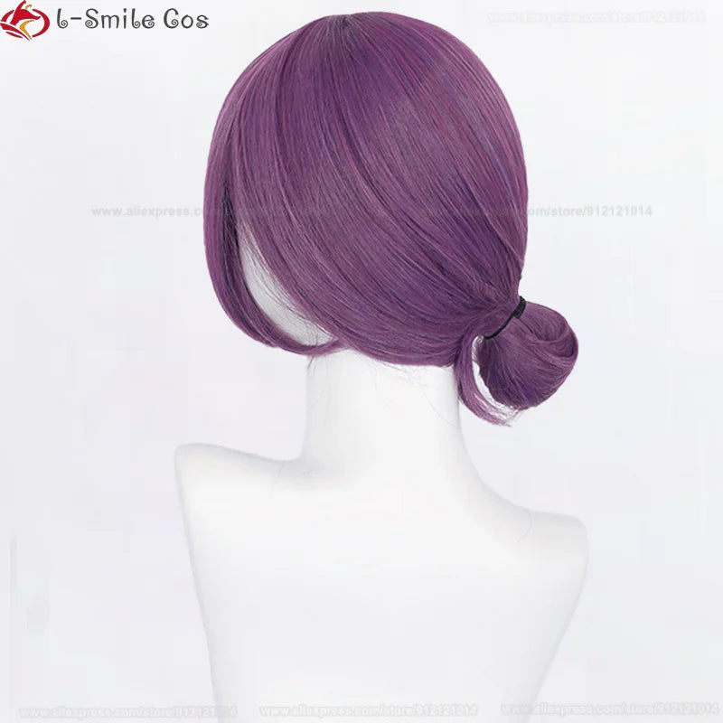 Reze Anime Cosplay Wig 45cm Purple Heat Resistant Synthetic Hair Costume