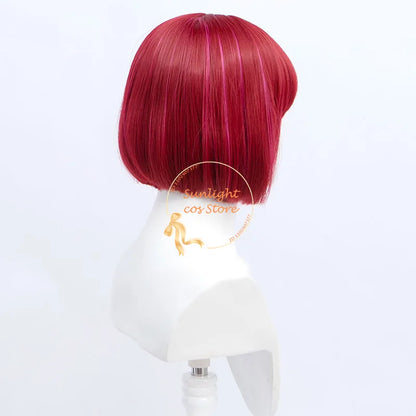 30cm Arima Kana Cosplay Wig - Red Pink Bobo Style - Heat Resistant Synthetic Hair