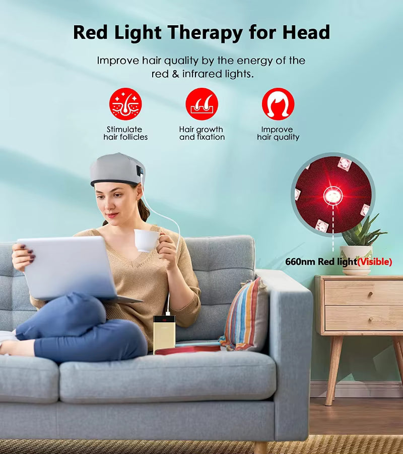 LED Red Light Scalp Massager Cap for Hair Growth &amp; Head Therapy