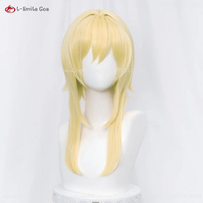 Lumine Aether Cosplay Wig - Long Golden Hair with Flower Hairpin - Heat Resistant