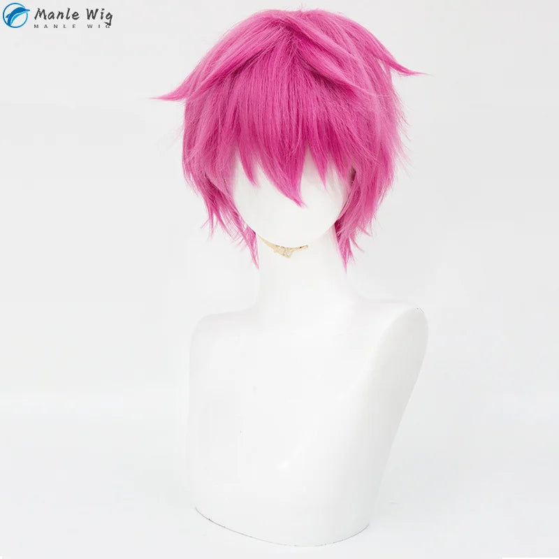 Manle Cos Heat Resistant Pink Anime Cosplay Wig - Short 30cm Hair