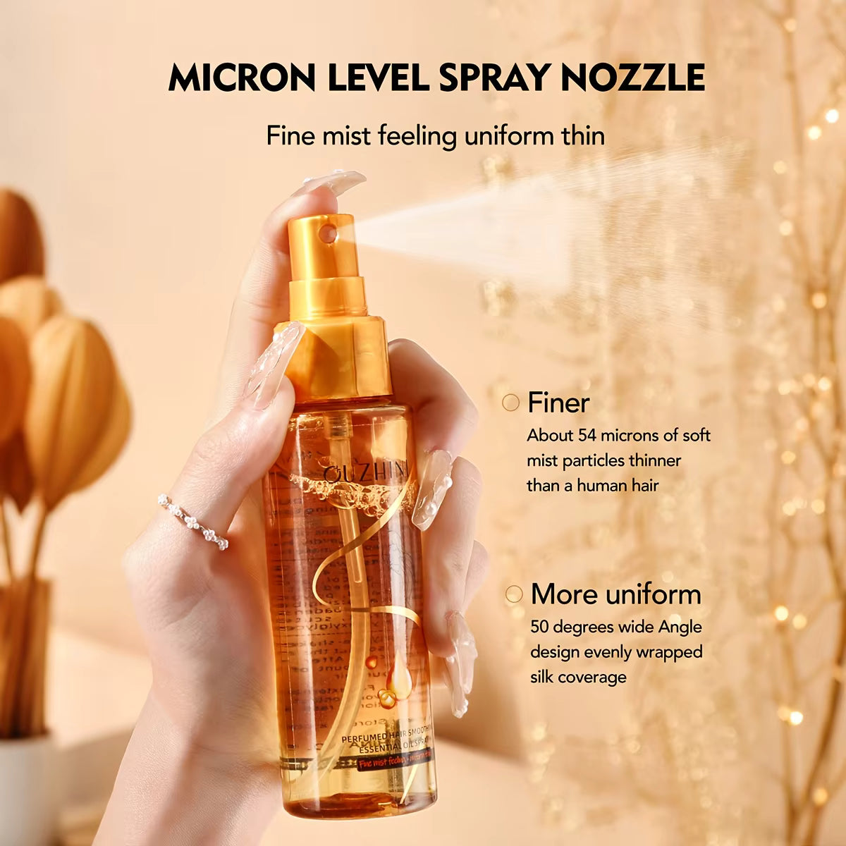 OUZHINI Perfumed Hair Smoothing Essential Oil Spray Scented Hair Mist Anti Frizz Smoothing Spray Glossy Shine Leave In Care 100ml