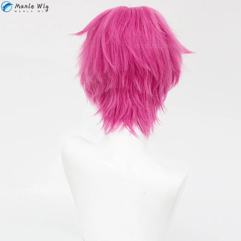 Manle Cos Heat Resistant Pink Anime Cosplay Wig - Short 30cm Hair