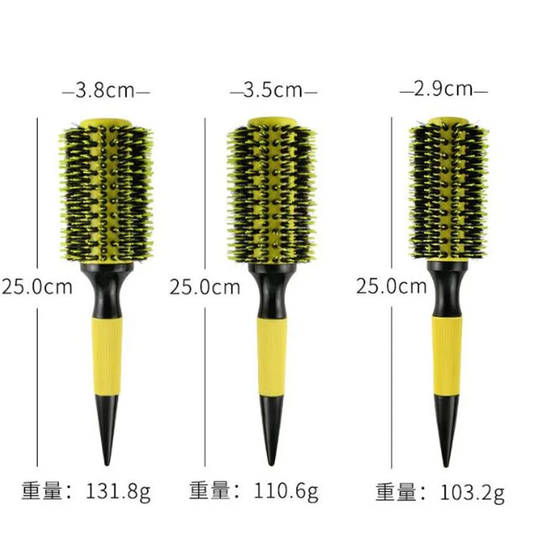 6pcs Yellow Boar Bristle Wooden Hair Comb Set for Salon Styling