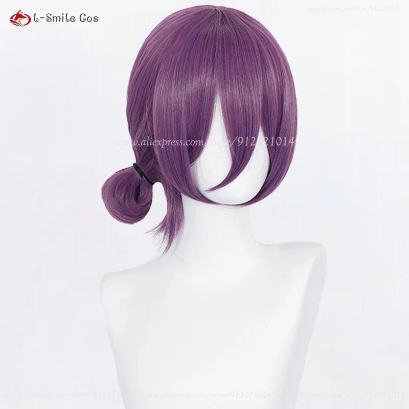Reze Anime Cosplay Wig 45cm Purple Heat Resistant Synthetic Hair Costume