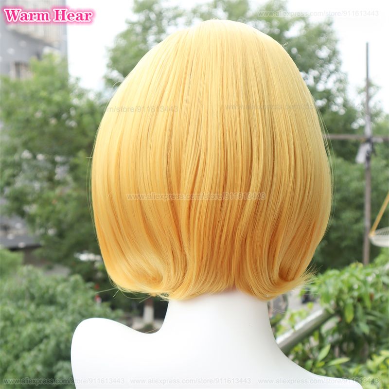 35cm Golden Yellow Synthetic Braid Wig for Cosplay - Heat Resistant Hair Accessory