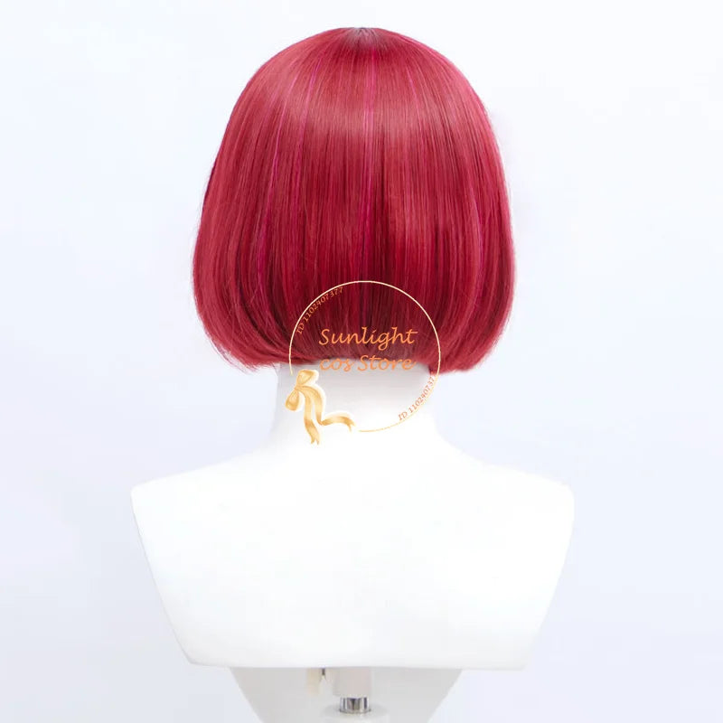 30cm Arima Kana Cosplay Wig - Red Pink Bobo Style - Heat Resistant Synthetic Hair