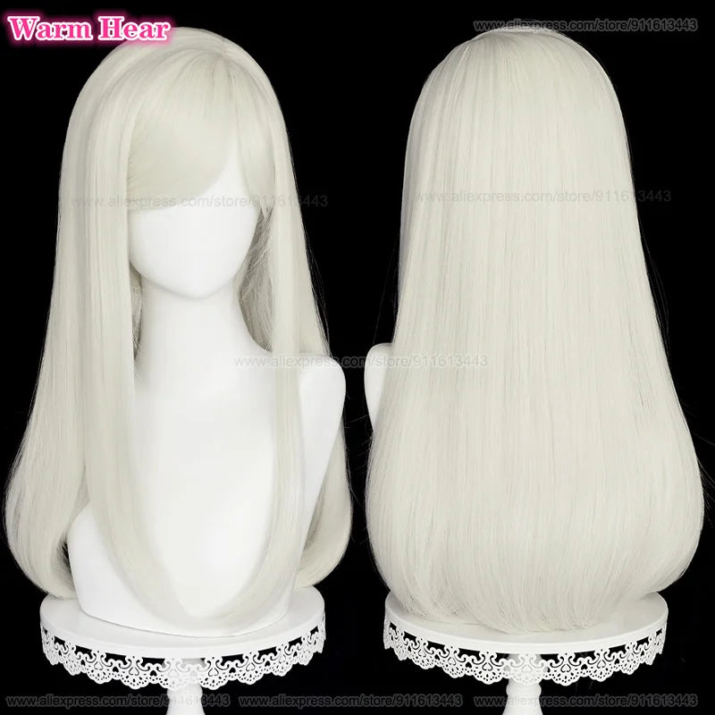 Anime Cosplay Wig - Heat Resistant Synthetic - Long Milk White Pink Hair