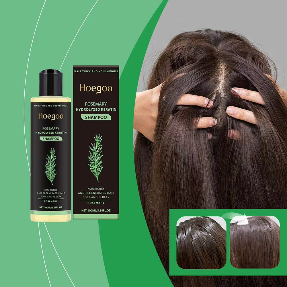 HOEGOA Rosemary Hydrolyzed Keratin Shampoo Scalp Care Dandruff Cleanse Moisturizing Hair Care 100ml