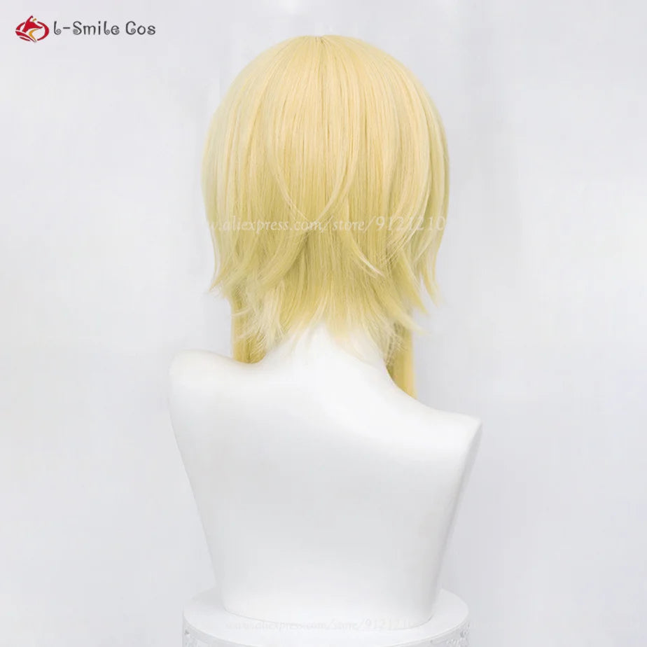 Lumine Aether Cosplay Wig - Long Golden Hair with Flower Hairpin - Heat Resistant