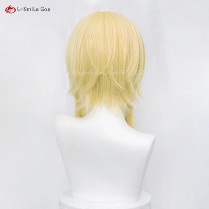 Lumine Aether Cosplay Wig - Long Golden Hair with Flower Hairpin - Heat Resistant