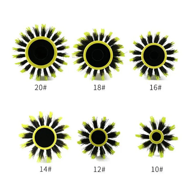 6pcs Yellow Boar Bristle Wooden Hair Comb Set for Salon Styling