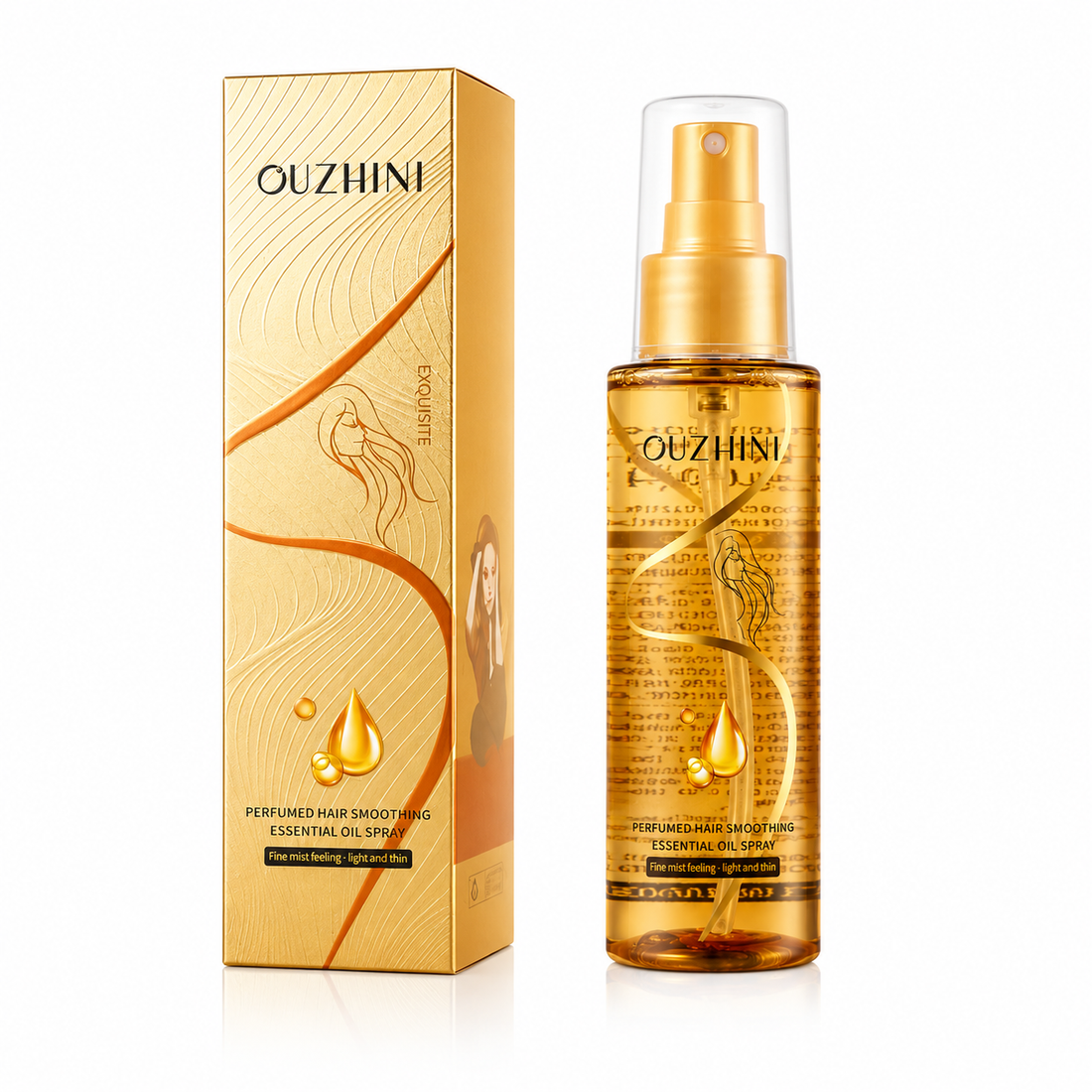 OUZHINI Perfumed Hair Smoothing Essential Oil Spray Scented Hair Mist Anti Frizz Smoothing Spray Glossy Shine Leave In Care 100ml