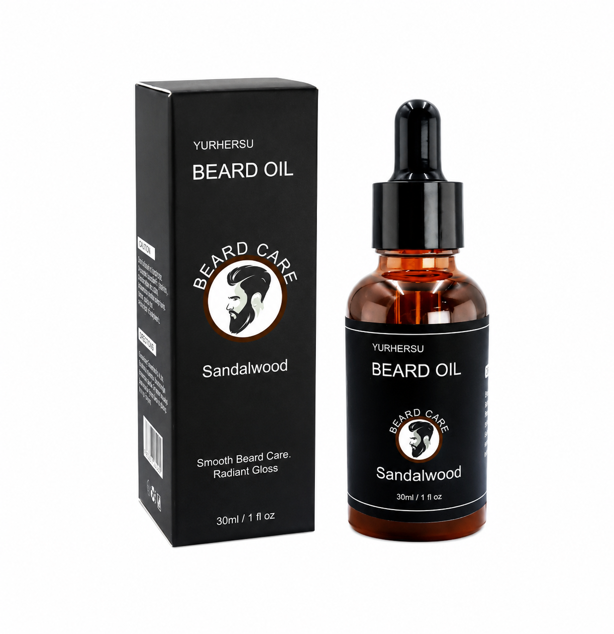 YURHERSU 30ml Beard Serum Men Sandalwood, Premium Grooming Oil, Fuller Look, Soft Finish