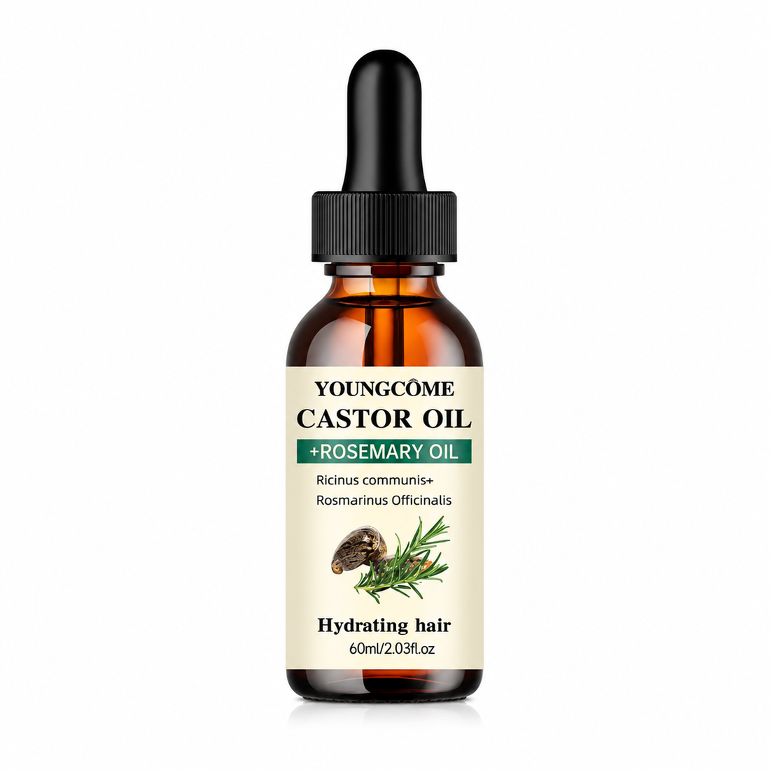 YOUNGCOME Castor Oil and Rosemary Oil Serum Organic Cold-Pressed for Hair Growth