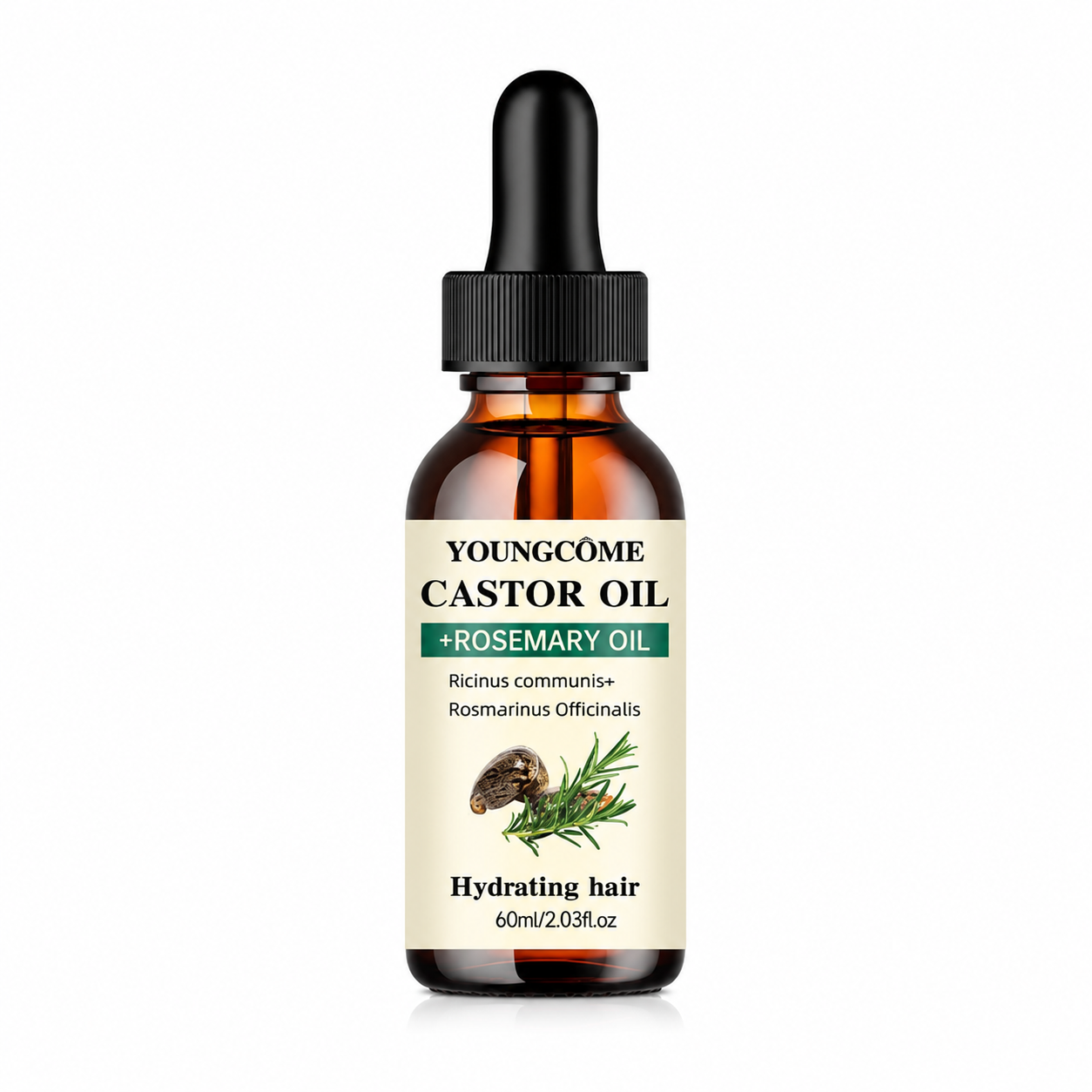 YOUNGCOME Castor Oil and Rosemary Oil Serum Organic Cold-Pressed for Hair Growth