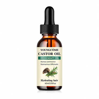 YOUNGCOME Castor Oil and Rosemary Oil Serum Organic Cold-Pressed for Hair Growth