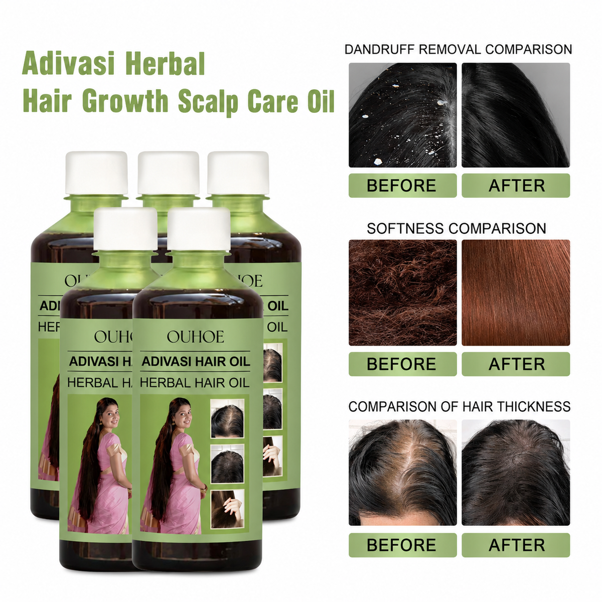 OUHOE Adivasi Hair Oil Herbal Oil Rosemary Hair Growth Amla Bhringraj Herbal 100ml