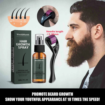 Men’s Beard Thickening Spray Kit With 0.25mm Micro Roller And Serum