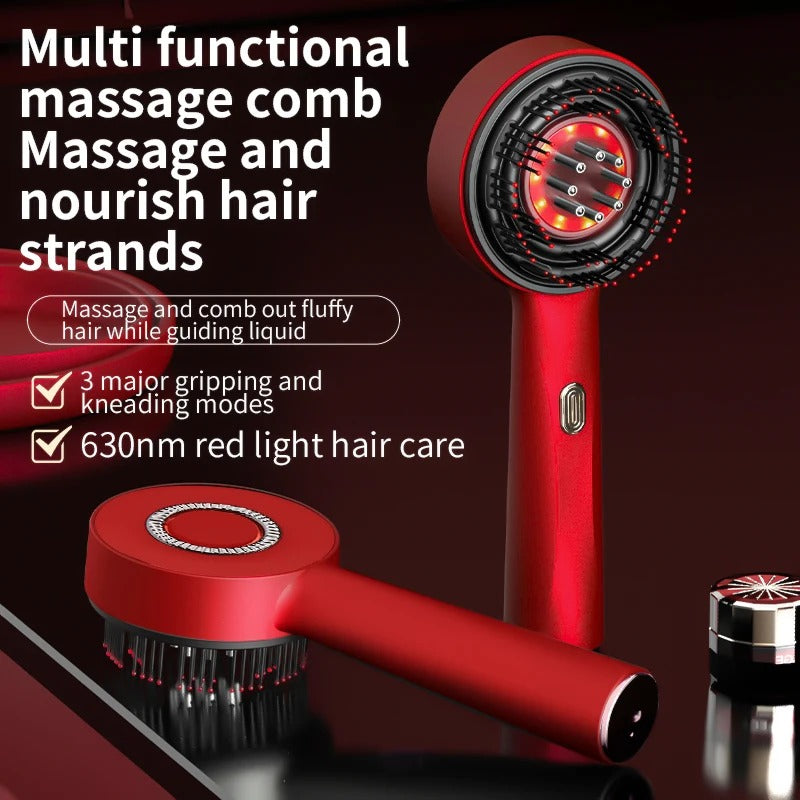 Red Light Scalp Massager Hair Growth Brush Electric Vibration Oil Applicator