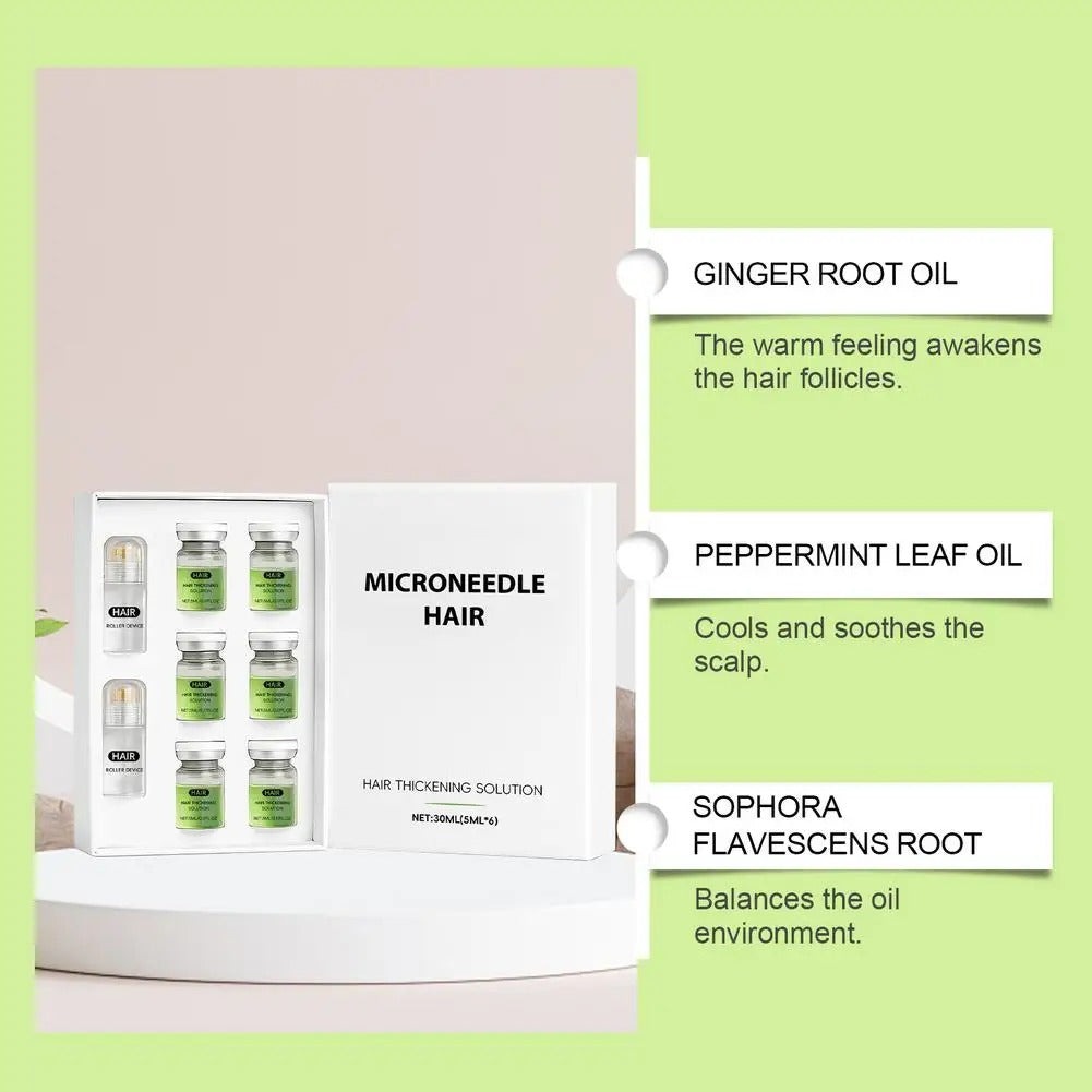Microneedle Hair Roller Scalp Serum Set For Thinning Hair Fuller Looking Root Care