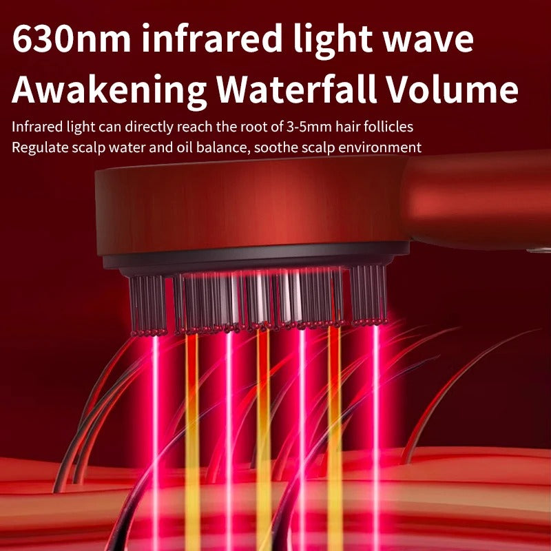 Red Light Scalp Massager Hair Growth Brush Electric Vibration Oil Applicator