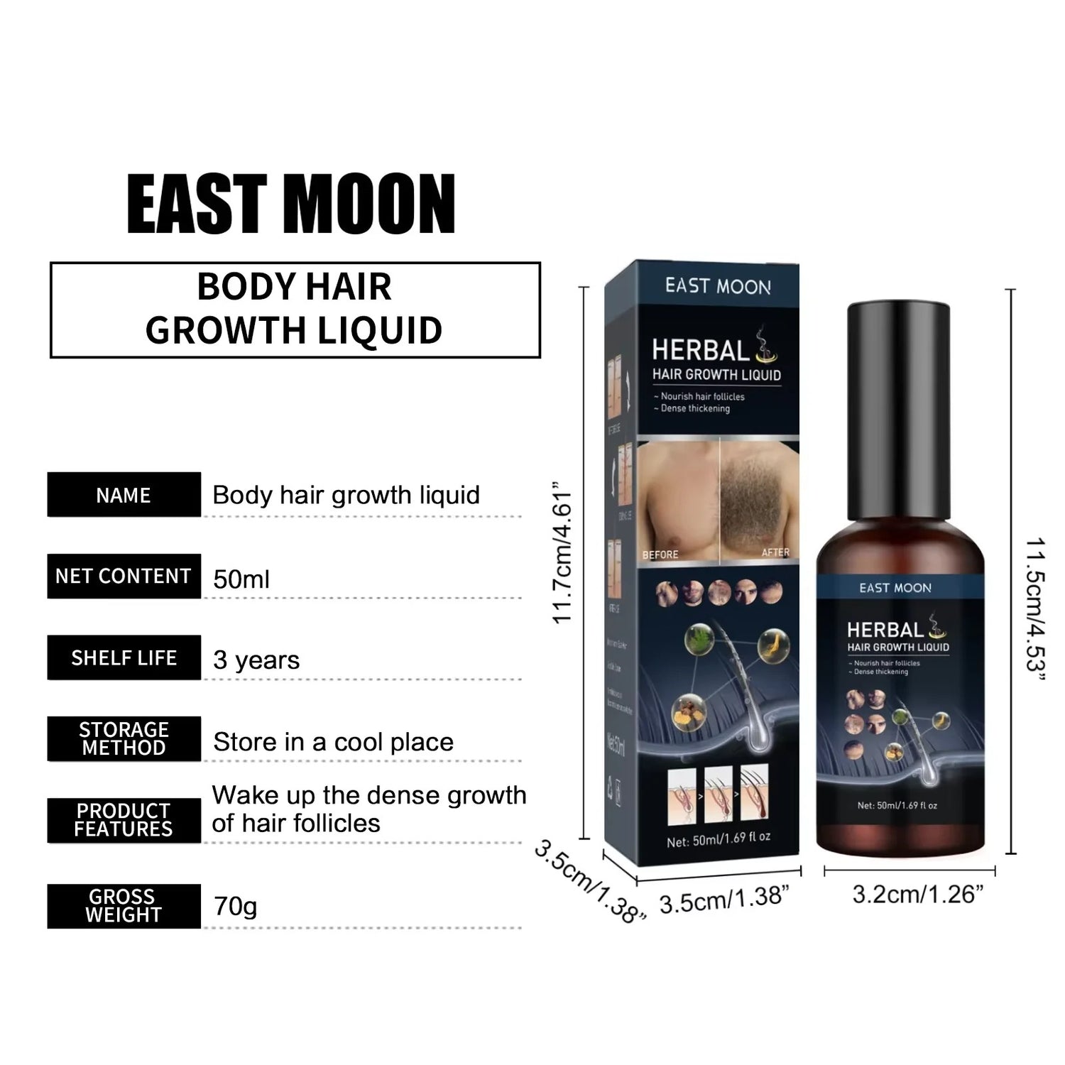 Men’s Beard Growth Spray Mustache Chest Body Hair Thickening Serum 30ml