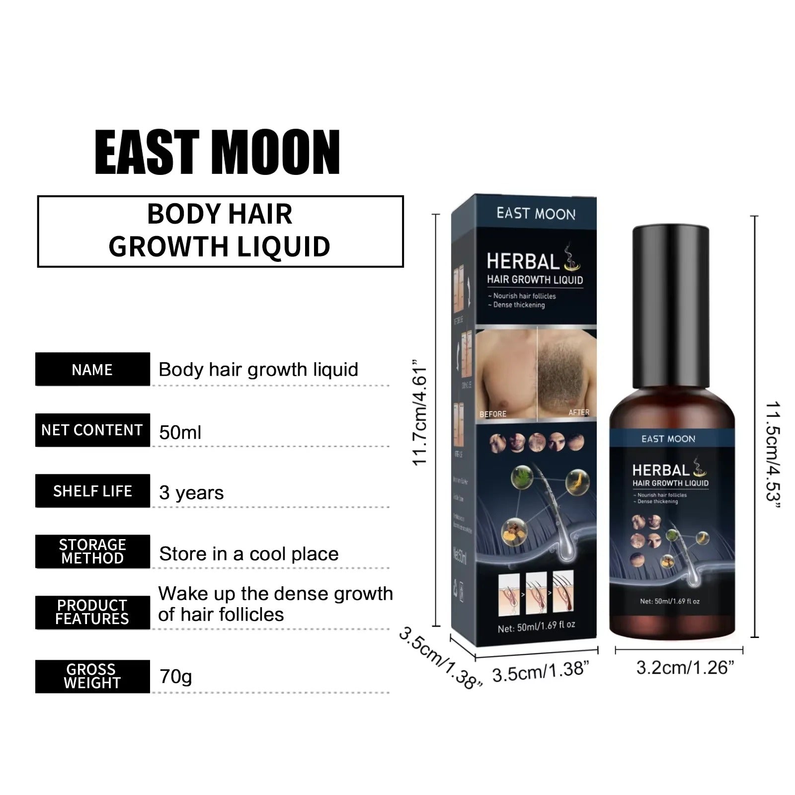 Men’s Beard Growth Spray Mustache Chest Body Hair Thickening Serum 30ml