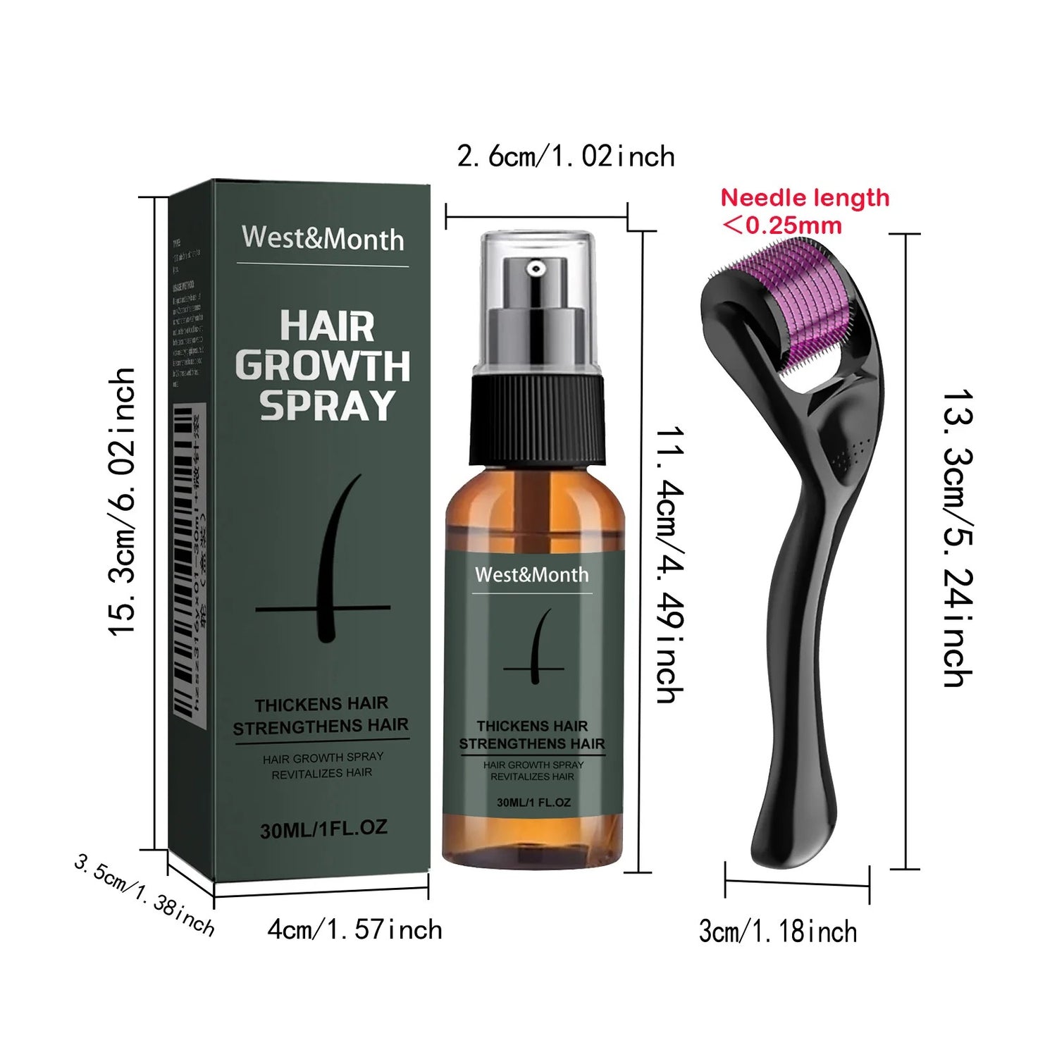 Men’s Beard Thickening Spray Kit With 0.25mm Micro Roller And Serum