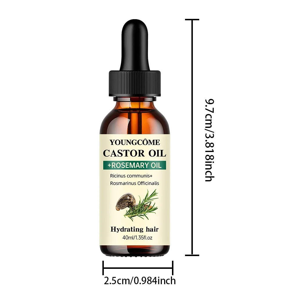 YOUNGCOME Castor Oil and Rosemary Oil Serum Organic Cold-Pressed for Hair Growth