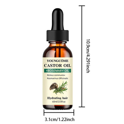 YOUNGCOME Castor Oil and Rosemary Oil Serum Organic Cold-Pressed for Hair Growth