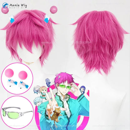 Manle Cos Heat Resistant Pink Anime Cosplay Wig - Short 30cm Hair