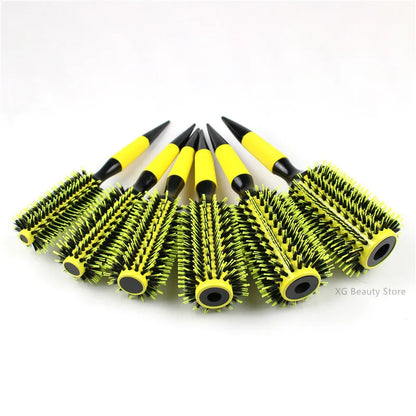 6pcs Yellow Boar Bristle Wooden Hair Comb Set for Salon Styling