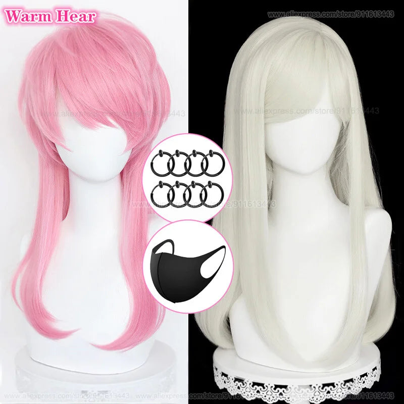 Anime Cosplay Wig - Heat Resistant Synthetic - Long Milk White Pink Hair