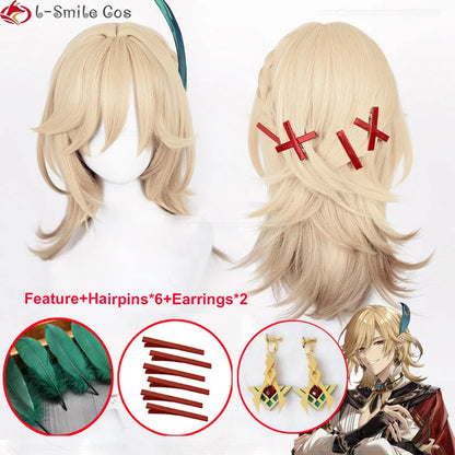 Kaveh Cosplay Wig 50cm Long Heat Resistant Synthetic Hair + Wig Cap