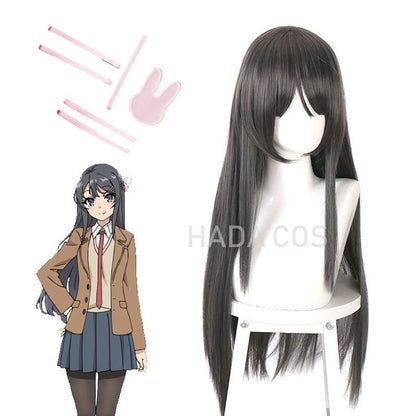 Sakurajima Mai Cosplay Wig - Long Gray Hair for Anime Enthusiasts