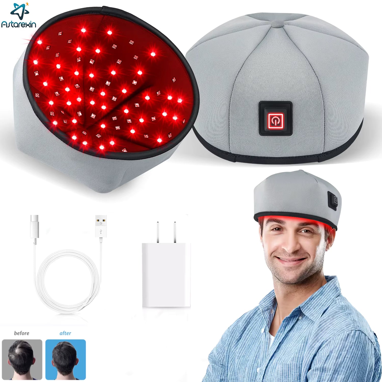 LED Red Light Scalp Massager Cap for Hair Growth &amp; Head Therapy