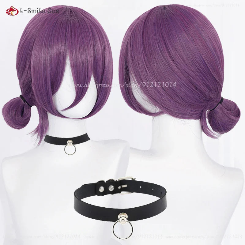 Reze Anime Cosplay Wig 45cm Purple Heat Resistant Synthetic Hair Costume